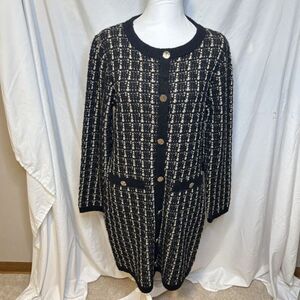 Tahari Knitted Button Up Cardigan Comfy Womens Long Sleeve Designer NWT